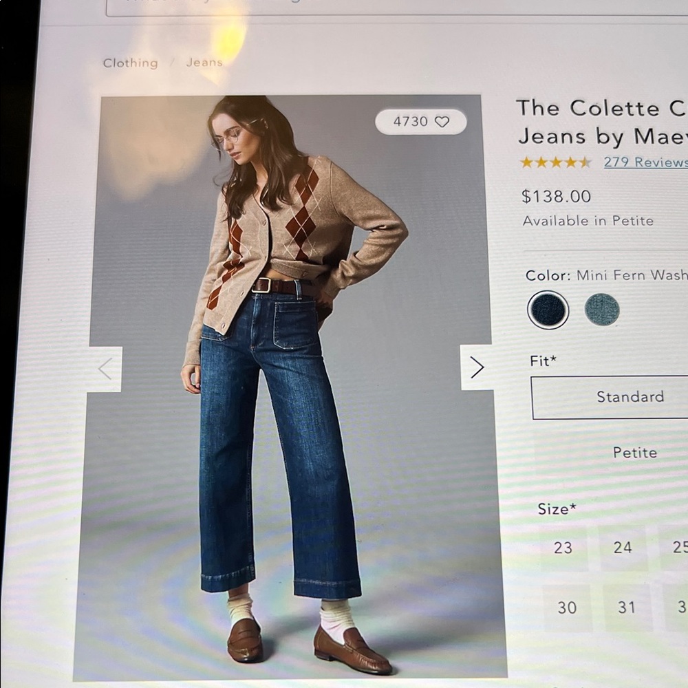 Anthropologie Maeve Collette Crop Wide Jeans Size 33